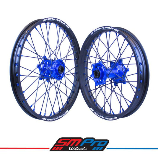 SM Pro Platinum Wheel Set Black Blue - Husqvarna Motocross
